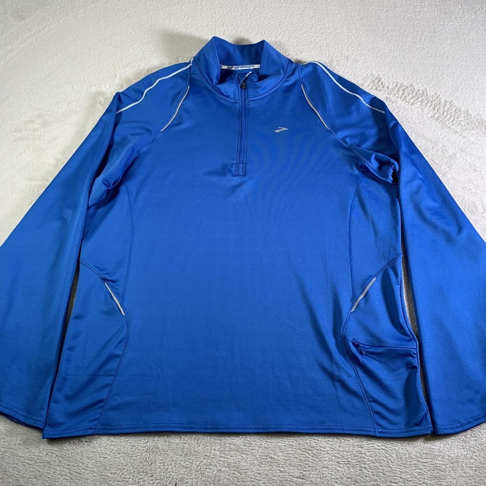 Brooks Equilibrium Pullover Mens XL Blue 1/4 Zip Long Sleeve Running‎ Reflective